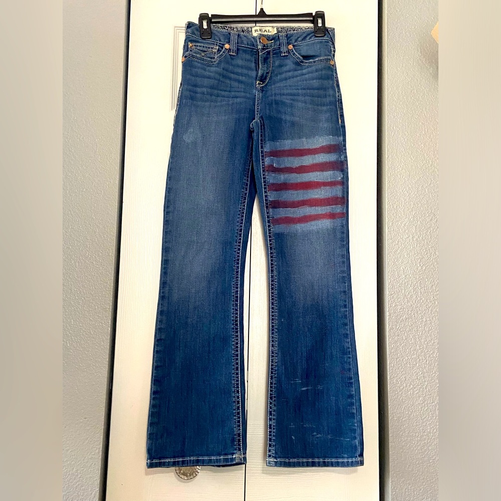 Ariat Real Denim Jeans American Flag girls size 16